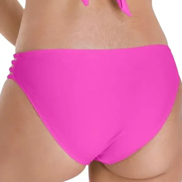 Salt + Cove Juniors' Strappy Side Hipster Bikini Swimsuit Bottom Pink Size XL - Picture 2 of 2